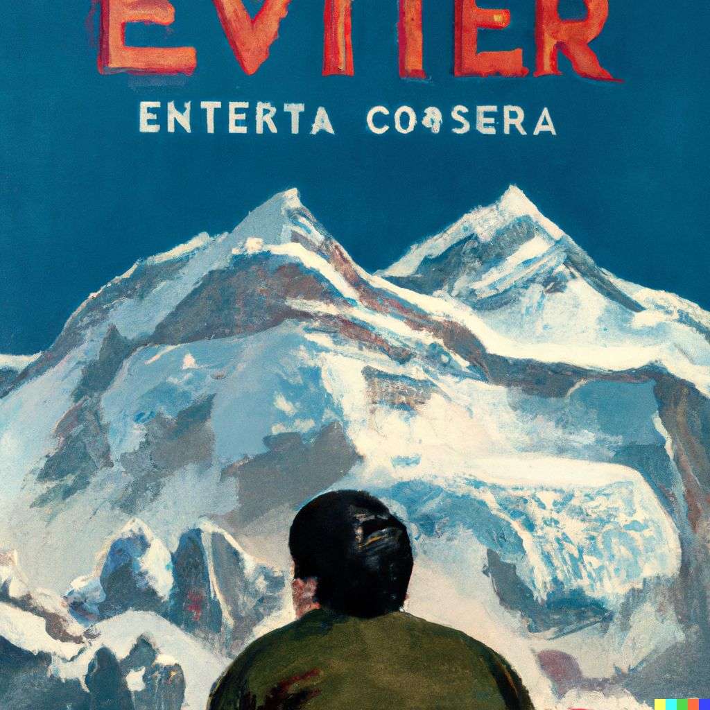 someone gazing at Mount Everest, Soviet poster